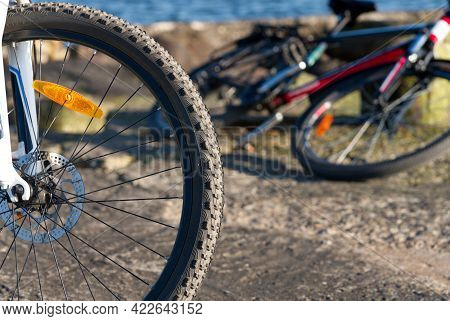 Two Bicycles Lies Near A Baltic Sea, Tallinn