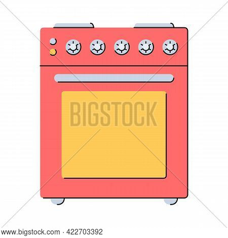 Electric Stove. Kitchen Appliances. Flat Style. Isolated Vector Illustration On White Background.