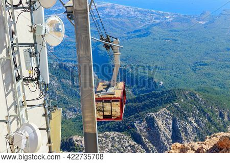 Cable Car On Ropeway Leading To A Top Of Tahtali Mountain In Antalya Province, Turkey