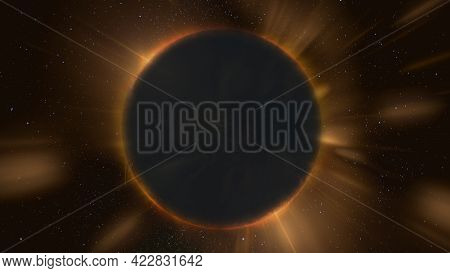 Annular Solar Eclipse. Sun Rays And Stars Around. The Elements Of This Image Furnished By Nasa.