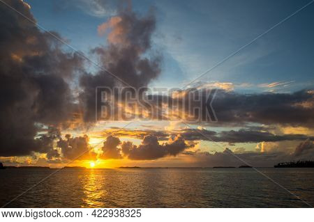 Beautiful Sunrise In The Marovo Lagoon On Solomon Islands