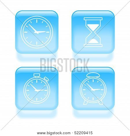 Glassy Time Icons. Vector Illustration