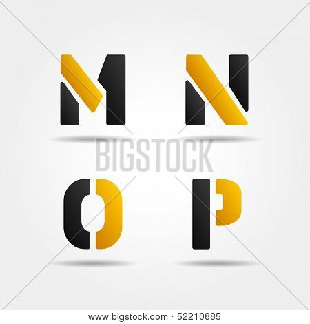 mnop yellow stencil letters