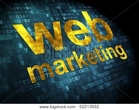 SEO web development concept: Web Marketing on digital background