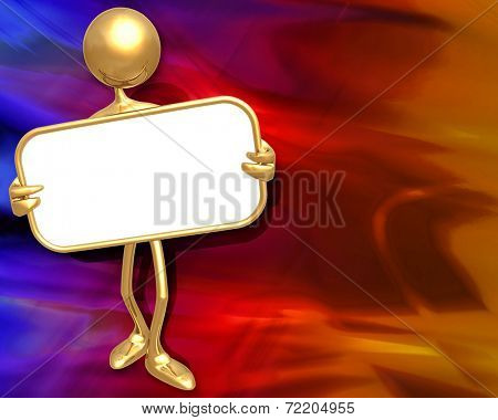 3D Presentation Concept Man Holding A Sign
