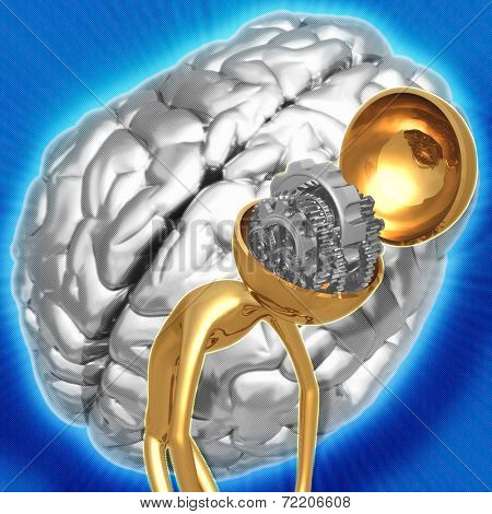 3D Gear Brain Winding Down Concept