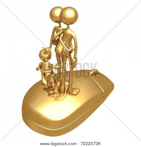 Family On A Computer Mouse