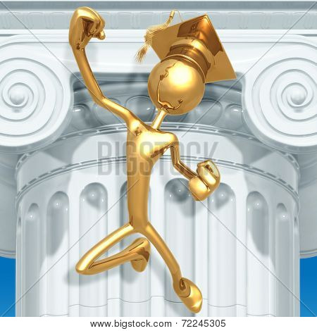 Golden Grad Jumping For Joy Graduation Concept