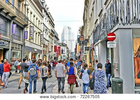 Shopping Street In Brussels