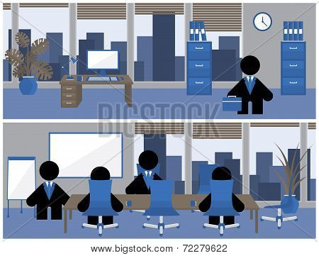 Business banner depicting business people working