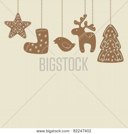 Hanging Christmas Cookies Background