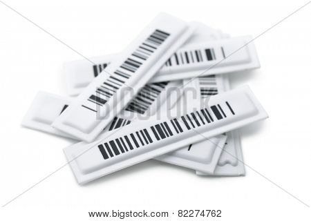 Security magnetic strip labels isolated on white