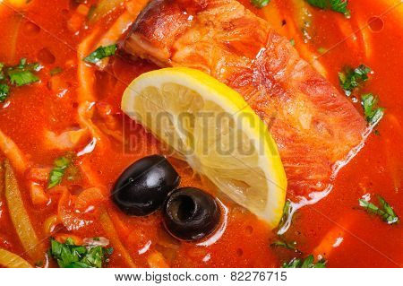 Russian and Ukrainian soup solyanka