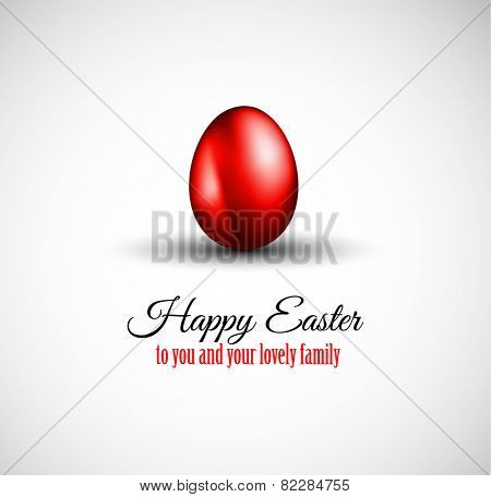 Happy Easter Background with a Colorful Egg with Shadow and greeetings text to use for elegant cards or event invitations or advertisement purposes