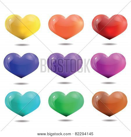 Bright Multicolored Hearts, Template For Valentine's Day And Wedding's Design