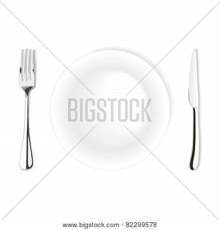 plate, fork and knife
