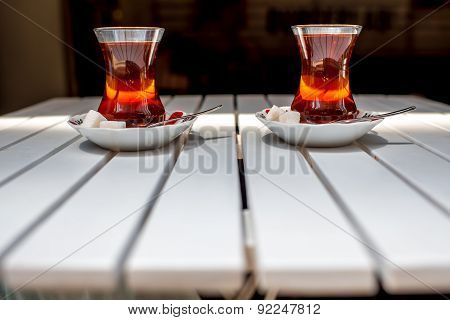 Turkish tea in traditional teacup