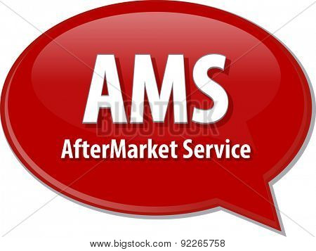 word speech bubble illustration of business acronym term AMS AfterMarket Service