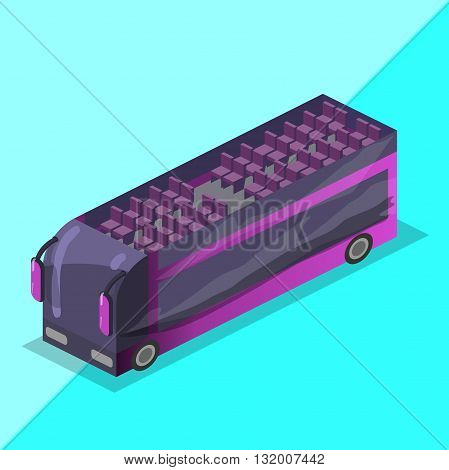 isometric bus travel tourism trip tour icon
