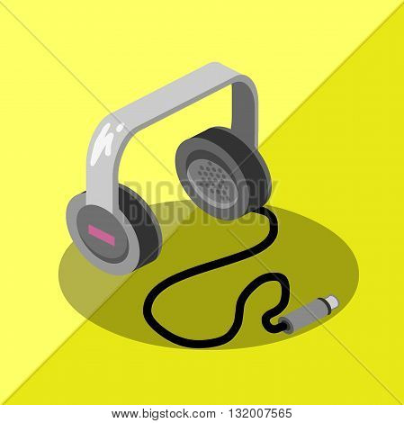 isometric earphone music saund icon dj audio