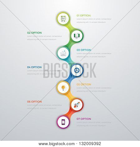Vector illustration infographics timeline seven options. Stock vector