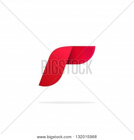 Abstract red gradient logo template design elements with shadow beauty letter R logotype icon elegant symbol isolated on white background