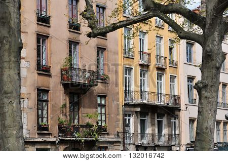 Lyon France - april 13 2016: the picturesque saint Jean district in the old historical Lyon