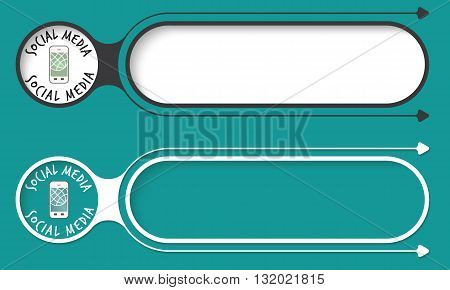 Two abstract buttons with arrows and smart phone