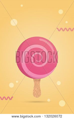 Bright candy ice cream with spiral. Summer poster for the ice cream shop. Cover for notebook notebook.