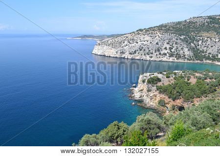 This image is from Thassos Island,  situated in the Aegean Sea. Thassos is known for its marble and goldmines.