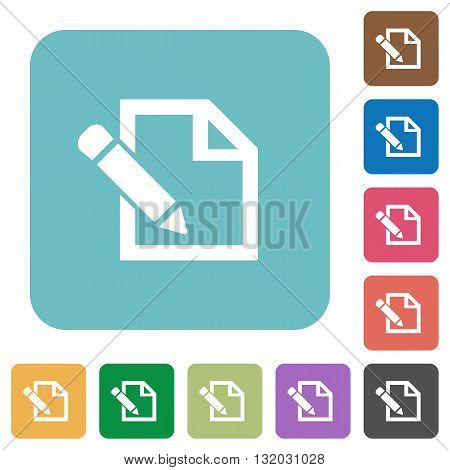 Flat edit icons on rounded square color backgrounds.