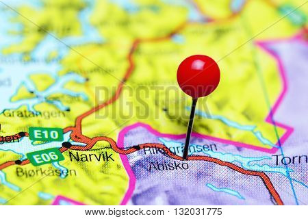 Abisko pinned on a map of Sweden