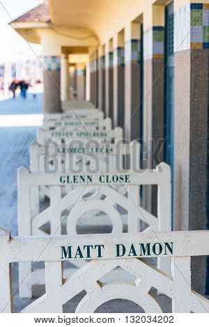 Beach Closets With Famous Names In Deauville, France