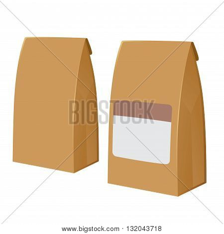 Vector stock of two brown recyclable blank paper bags