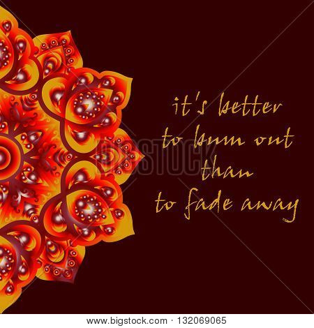 yellow-orange-vinous mandala with a gradient and the phrase 