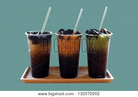 Three favors of Milk with grass jelly