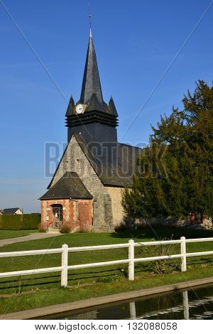 Fleury la Foret France - march 15 2016 : the picturesque church