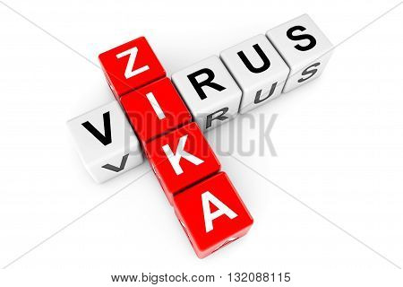Zika Virus Sign as crossword blocks on a white background. 3d Rendering