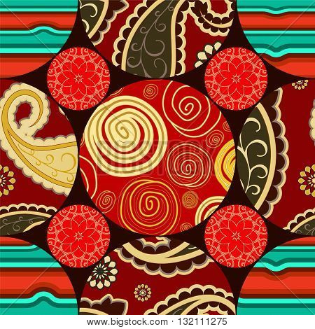 stock vector seamless pattern. oriental indian russian floral design. background