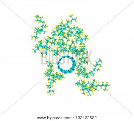 Single-walled carbon nanotube - polyethylene composite material. 3d illustration