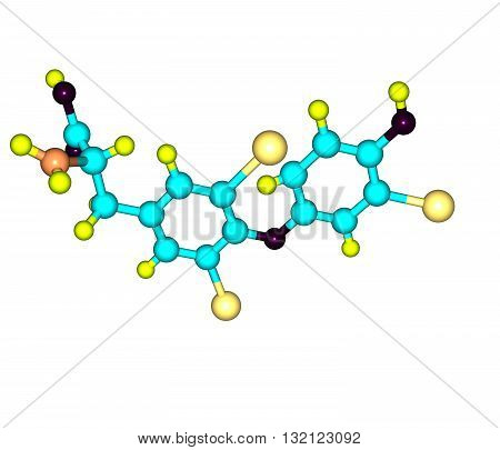 Triiodothyronine T3 is a thyroid hormone. It affects almost every physiological process in the body including growth and development metabolism body temperature and heart rate. 3d illustration