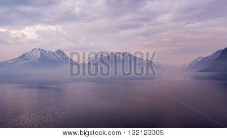 Norway, early, misty morning on the fjords.