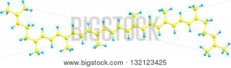 Lycopene is a bright red carotene and carotenoid pigment and phytochemical found in tomatoes and other red fruits and vegetables. 3d illustration