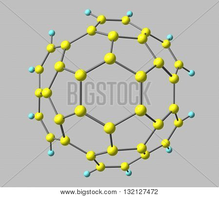 Circumtrindene is a polycyclic aromatic hydrocarbon. 3d illustration