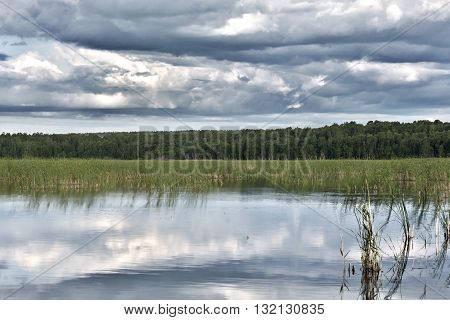 Lake landscape Kyzykul in Khakasia near the city of Abakan