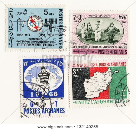 Afghanes circa 1965 set postage stamps of Afghanistan Airmail Post