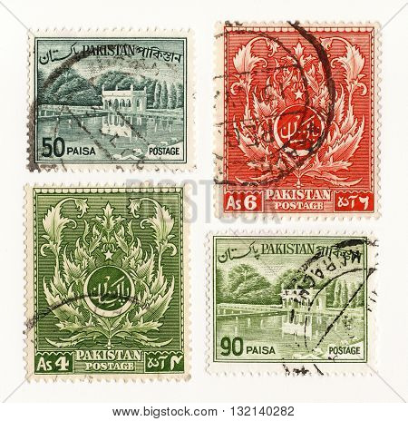Pakistan circa 1960 set postage stamps of Pakistan Airmail Post
