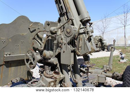 Detail of the Cannon Mechanism-The World War II. National Memorial Hrabyne / Part of Cannon Located in the World War National Memorial Hrabyne