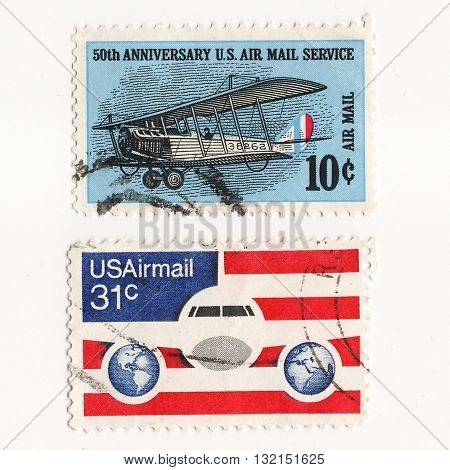 USA Circa 1960 set postage stams 50th Anniversary US Air Mail Service
