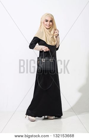 Asian Malay Woman Posing With Muslim Attire
